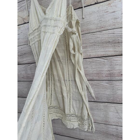 Free People Tie Side Beach Cover Up Dress Womens Medium Cream Ivory Lace - Picture 5 of 9